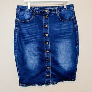 City Chic Blue Denim Skirt